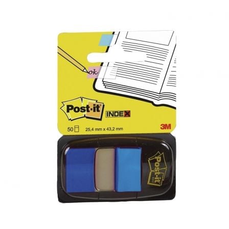 MARCADOR INDEX MEDIANO POST-IT  3M - DISPENSADOR 50 UNIDADES - AZUL