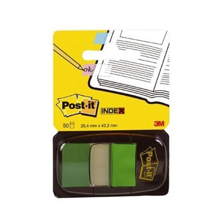 MARCADOR INDEX POST-IT MEDIANO 3M -  DISPENSADOR 50 UNIDADES - VERDE