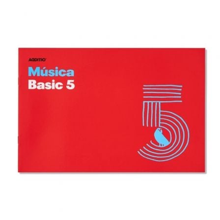 CUADERNO GRAPADO DE MUSICA ADDITIO BASIC 5 M05/ 5 PENTAGRAMAS/ 20 HOJAS/ 24 X 17 CM/ ROJO