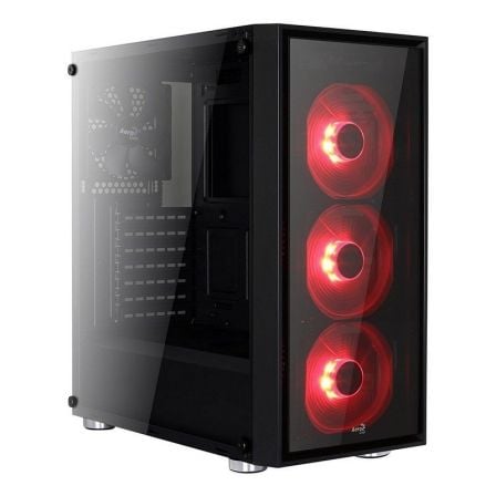 CAJA SEMITORRE AEROCOOL QUARTZRD RED - USB 3.0 / 2* USB 2.0 - INCLU. 3 VENTILADORES LED - SOPORTA REFRIGERACION LIQUIDA - ATX/MI