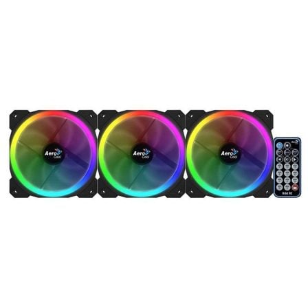 PACK 3 VENTILADORES AEROCOOL ORBIT REMOTE - 1200RPM - 14.1DBA - COJINETE HIDRAULICO - ILUMINACION DUAL LED RGB - MANDO A DISTANC