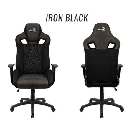 SILLA GAMER AEROCOOL EARL IRON BLACK - MARCO DE ACERO - MECANISMO DE MARIPOSA - PISTON GAS CLASE 4 - ESPUMA ALTA DENSIDAD - HAST