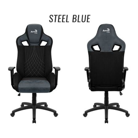 SILLA GAMER AEROCOOL EARL STEEL BLUE - MARCO DE ACERO - MECANISMO DE MARIPOSA - PISTON GAS CLASE 4 - ESPUMA ALTA DENSIDAD - HAST