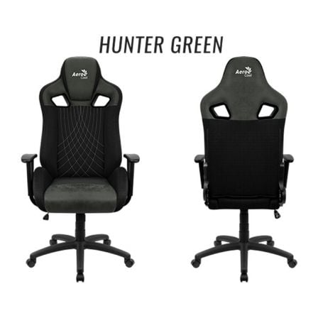 SILLA GAMER AEROCOOL EARL HUNTER GREEN - MARCO DE ACERO - MECANISMO DE MARIPOSA - PISTON GAS CLASE 4 - ESPUMA ALTA DENSIDAD - HA