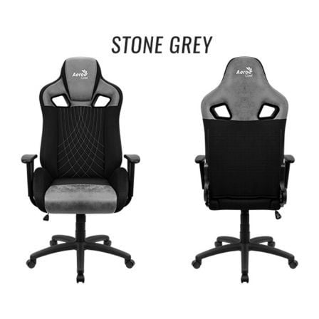 SILLA GAMER AEROCOOL EARL STONE GREY - MARCO DE ACERO - MECANISMO DE MARIPOSA - PISTON GAS CLASE 4 - ESPUMA ALTA DENSIDAD - HAST