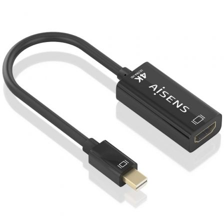 CABLE CONVERSOR AISENS A125-0904/ MINI DISPLAYPORT MACHO - HDMI HEMBRA/ 15CM/ NEGRO