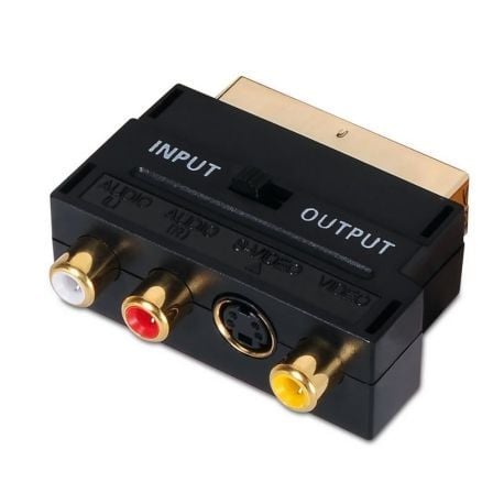 ADAPTADOR EUROCONECTOR A RCA/SVIDEO AISENS A126-0139 - SCART / 3*RCA HEMBRA / SVIDEO HEMBRA - SWITCH INPUT/OUTPUT