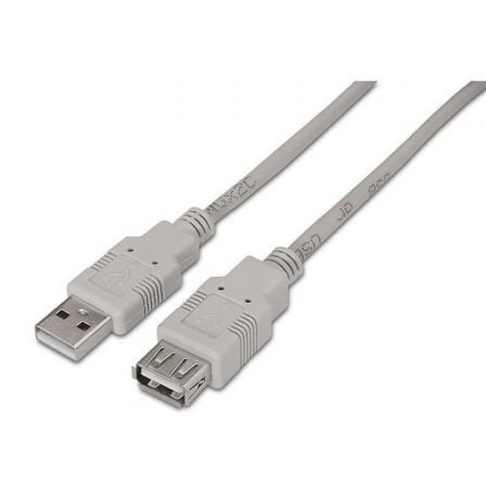 CABLE ALARGADOR USB 2.0 AISENS A101-0012/ USB MACHO - USB HEMBRA/ HASTA 2.5W/ 60MBPS/ 1M/ BEIGE