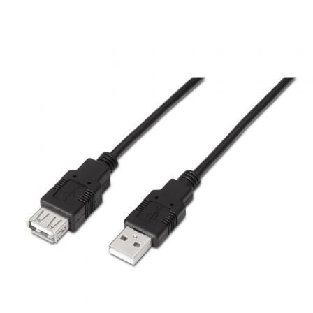 CABLE ALARGADOR USB 2.0 AISENS A101-0015/ USB MACHO - USB HEMBRA/ 1M/ NEGRO | Alargadores usb