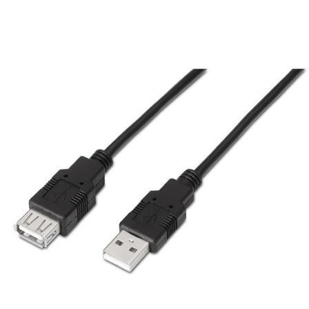 CABLE ALARGADOR USB 2.0 AISENS A101-0017/ USB MACHO - USB HEMBRA/ HASTA 2.5W/ 60MBPS/ 3M/ NEGRO | Alargadores usb