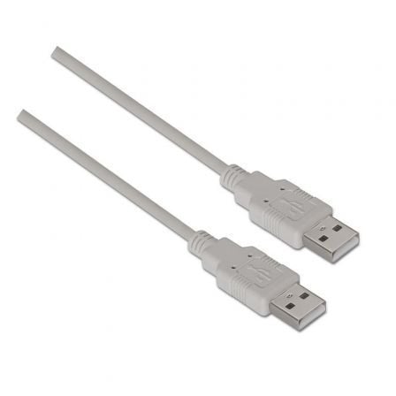 CABLE USB 2.0 AISENS A101-0022/ USB MACHO - USB MACHO/ HASTA 2.5W/ 60MBPS/ 2M/ BEIGE
