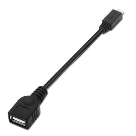 CABLE USB 2.0 AISENS A101-0031/ MICROUSB MACHO - USB HEMBRA/ 15CM/ NEGRO | Cable usb