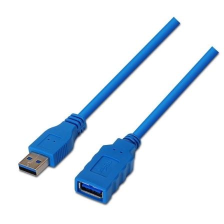 CABLE ALARGADOR USB 3.0 AISENS A105-0046/ USB MACHO - USB HEMBRA/ 2M/ AZUL | Alargadores usb