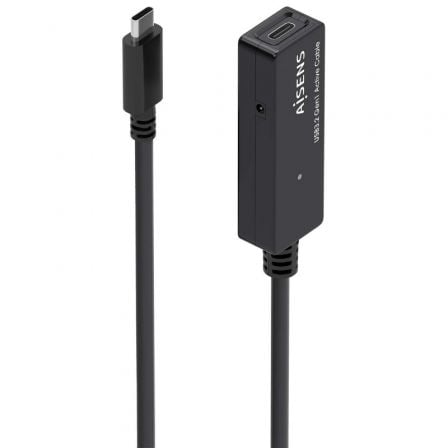 CABLE ALARGADOR USB 3.2 CON AMPLIFICADOR AISENS A107-0869/ USB TIPO-C MACHO - USB TIPO-C HEMBRA/ HASTA 100W/ 20GBPS/ 5M/ NEGRO