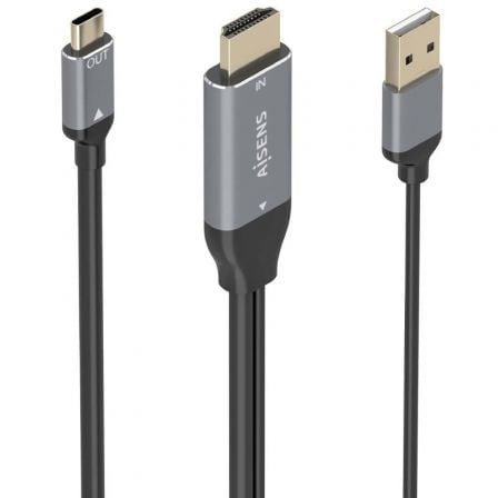 CABLE CONVERSOR AISENS A109-0871/ HDMI MACHO/ USB MACHO - USB TIPO-C MACHO/ 1.8M/ NEGRO