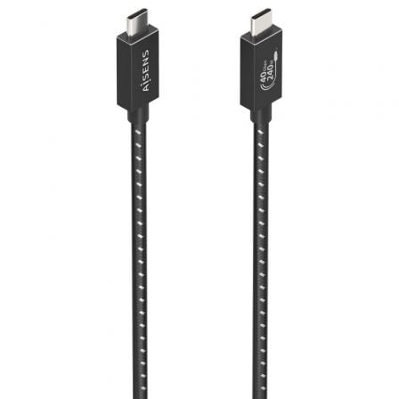 CABLE USB 4.0 TIPO-C AISENS A156-0866/ USB TIPO-C MACHO - USB TIPO-C MACHO/ HASTA 240W/ 40GBPS/ 50CM/ GRIS