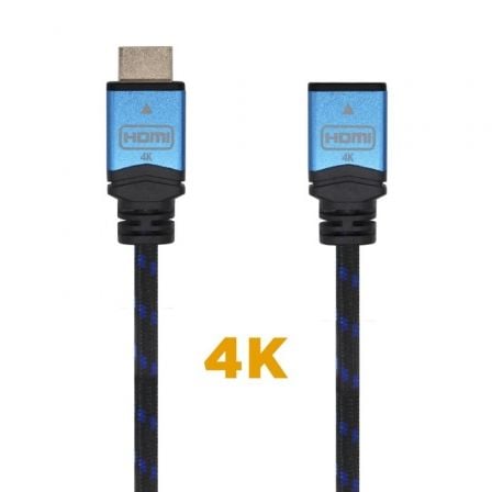 CABLE ALARGADOR HDMI AISENS A120-0452/ HDMI MACHO - HDMI HEMBRA/ 1M/ NEGRO/ AZUL |