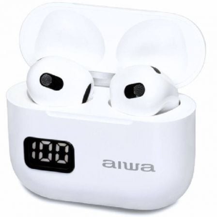 AURICULARES BLUETOOTH AIWA EBTW-100WT CON ESTUCHE DE CARGA/ AUTONOMIA 3H/ BLANCOS