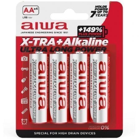 PACK DE 4 PILAS AA AIWA X-TRA+ALCALINE LR6/ 1.5V/ ALCALINAS | Pilas de consumo