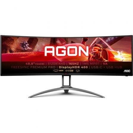 MONITOR GAMING ULTRAPANORAMICO CURVO AOC AGON AG493UCX2 48.8"/ DUAL QHD/ 1MS/ 165HZ/ VA/ MULTIMEDIA/ NEGRO