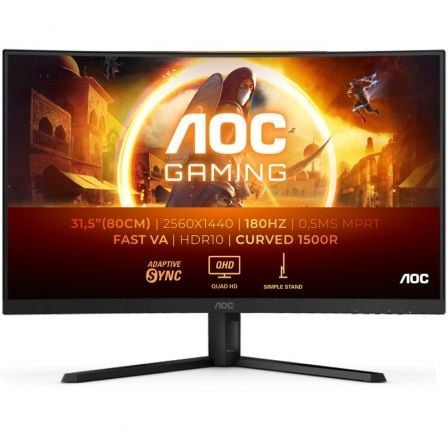 MONITOR GAMING CURVO AOC CQ32G4VE 31.5"/ QHD/ 0.5MS/ 180HZ/ VA/ NEGRO