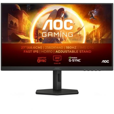 MONITOR GAMING AOC Q27G4XF 27"/ QHD/ 0.5MS/ 180HZ/ IPS/ REGULABLE EN ALTURA/ NEGRO