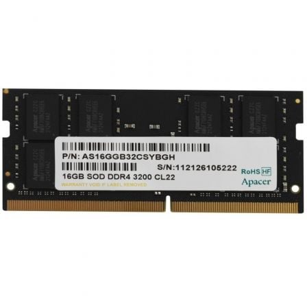 MEMORIA RAM APACER ES.16G21.GSH 16GB/ DDR4/ 3200MHZ/ 1.2V/ CL22/ SODIMM | Memoria ram