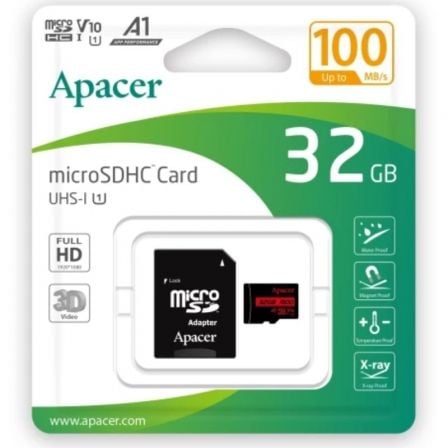 TARJETA DE MEMORIA APACER 32GB MICROSD HC UHS 1 CON ADAPTADOR/ CLASE 10/ 100MBS