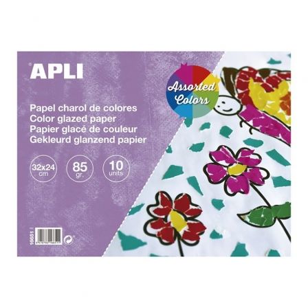 BLOC DE PAPEL CHAROL APLI 16651 PARA MANUALIDADES/ 10 HOJAS/ COLORES SURTIDOS