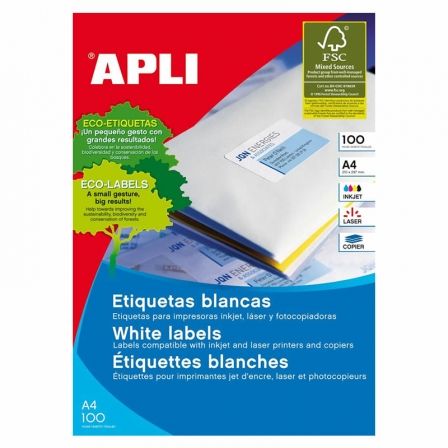 ETIQUETAS ADHESIVAS APLI 01289/ 105 X 48MM/ 100 HOJAS