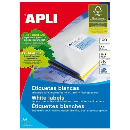 ETIQUETAS ADHESIVAS APLI 01295/ 70 X 50.8MM/ 100 HOJAS