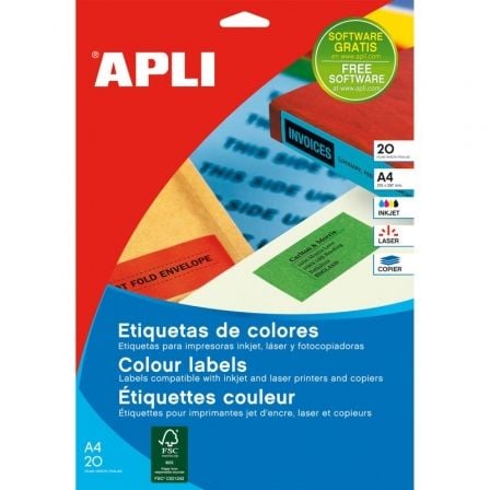 ETIQUETAS ADHESIVAS APLI 01595/ 105 X 37MM/ 20 HOJAS/ AMARILLO