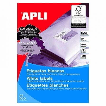 ETIQUETAS ADHESIVAS APLI 01782/ 70 X 35MM/ 500 HOJAS