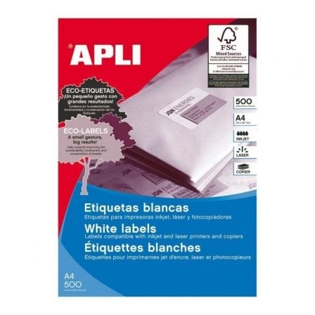 ETIQUETAS ADHESIVAS APLI 01788/ 210 X 297MM/ 500 HOJAS