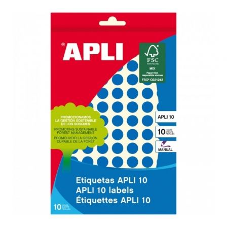 ETIQUETAS ADHESIVAS APLI 02731/ O10MM/ 8 HOJAS/ AZUL