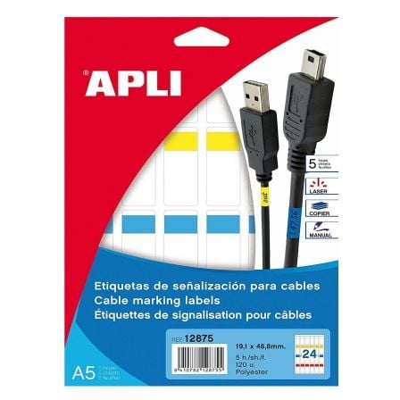 ETIQUETAS DE SENALIZACION PARA CABLES L/C - 19.1X48.8 5HOJAS - APLI