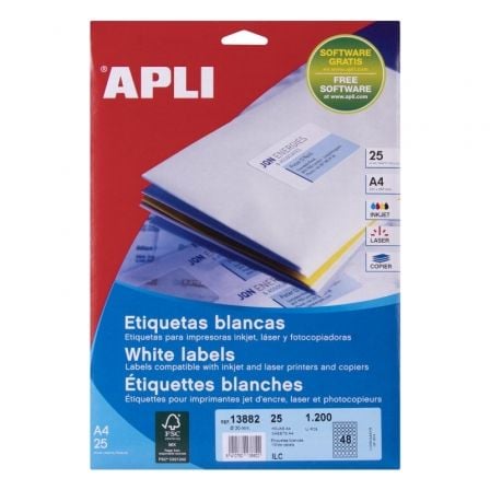 ETIQUETAS ADHESIVAS APLI 13882/ O30MM/ 25 HOJAS