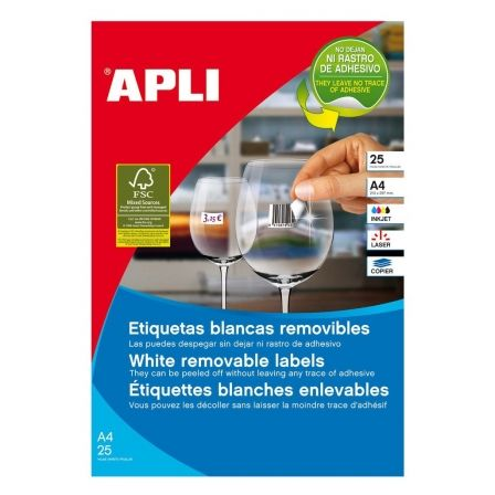 ETIQUETAS ADHESIVAS APLI 10199/ 35.6 X 16.9MM/ 25 HOJAS