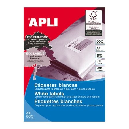 ETIQUETAS ADHESIVAS APLI A4/ 38 X 21.2MM/ 500 HOJAS