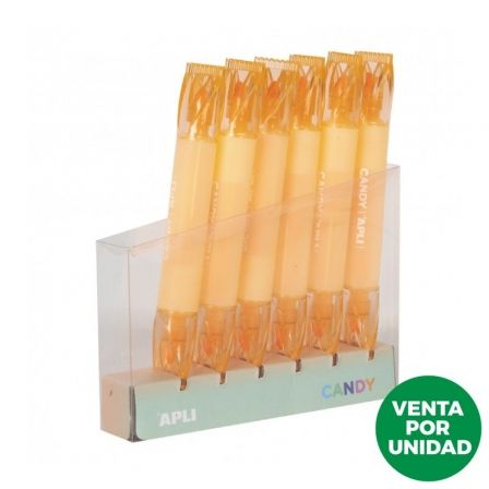 MARCADOR DOBLE PUNTA FLUORESCENTE APLI CANDY/ NARANJA