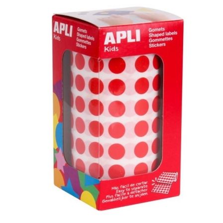 ETIQUETAS ADHESIVAS EN ROLLO APLI 04857/ O15MM/ 2832 UDS/ ROJO