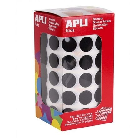 ETIQUETAS ADHESIVAS EN ROLLO APLI 11487/ O15MM/ 2832 UDS/ NEGRO