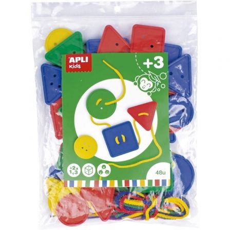 JUEGO DE BOTONES ENSARTABLES APLI KIDS 17492/ 4 CUERDAS + 48 BOTONES/ COLORES SURTIDOS