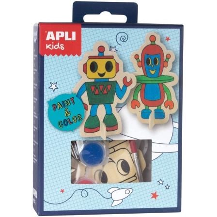 KIT MANUALIDADES APLI KIDS ROBOT 14712/ 2 FIGURAS/ 4 BOTES TEMPERA/ 1 PINCEL/ 1 PALETA