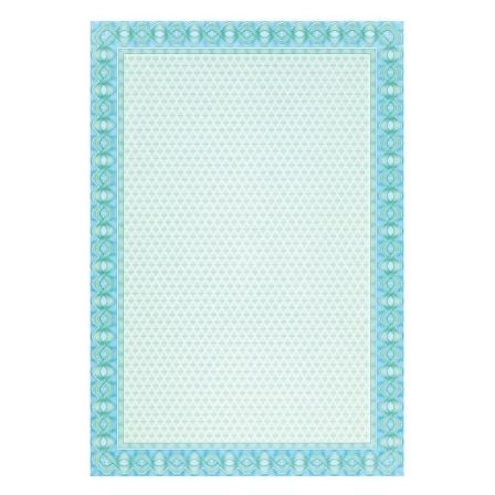 PAPEL DIPLOMA AZUL TURQUESA - 10 HOJAS A4 - 115G - MARCAS DE AGUA Y TINTAS REACTIVAS