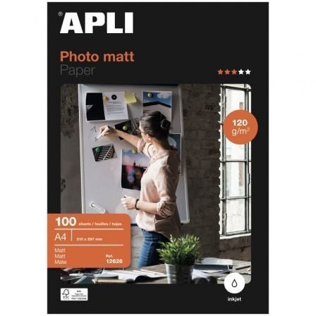 PAPEL FOTOGRAFICO APLI MATT 12626/ DIN A4/ 120G/ 100 HOJAS/ MATE | Impresión