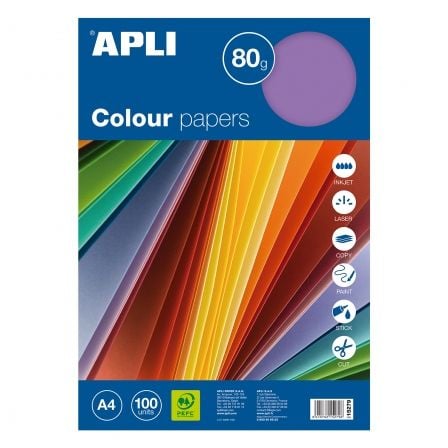 PAPEL APLI 15279/ DIN A4/ 80G/ 100 HOJAS/ COLORES INTENSOS