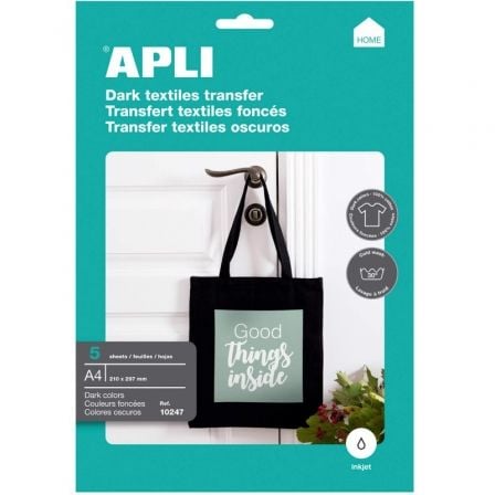 PAPEL TRANSFER CAMISETAS APLI 10247/ DIN A4/ 5 HOJAS