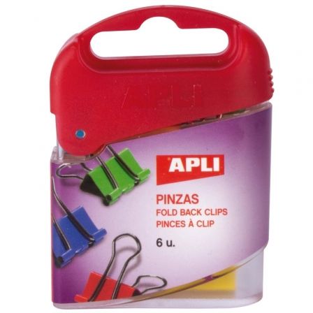 PINZAS SUJETAPAPELES ABATIBLES APLI 12675/ 19 MM/ 6 UNIDADES/ COLORES SURTIDOS | Clips, chinchetas e imanes