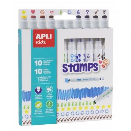 ROTULADORES APLI KIDS STAMPS 16807/ 7.5MM/ 10 UNIDADES/ COLORES SURTIDOS | Ceras, lpices y rotuladores